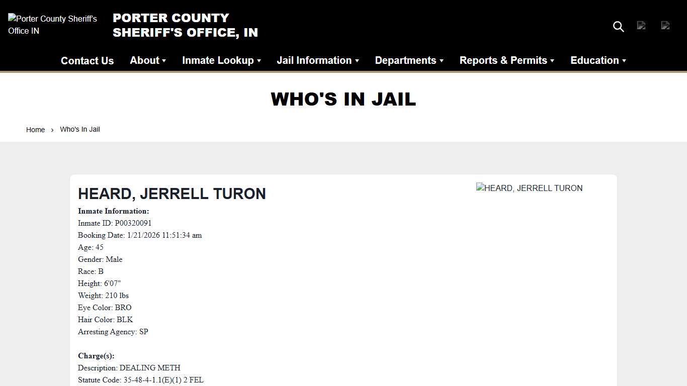 Who's In Jail | Porter County Sheriff’s Office IN